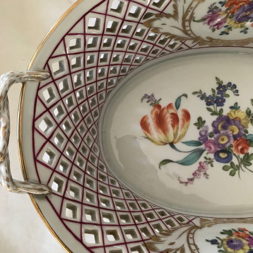 Royal Vienna porcelain basket used, hand-painted