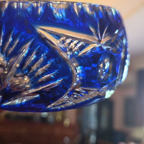 Crystal bowls electric blue for nuts, new