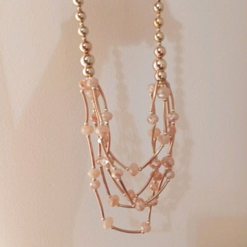 Pendant with beads like new, pink and gold
