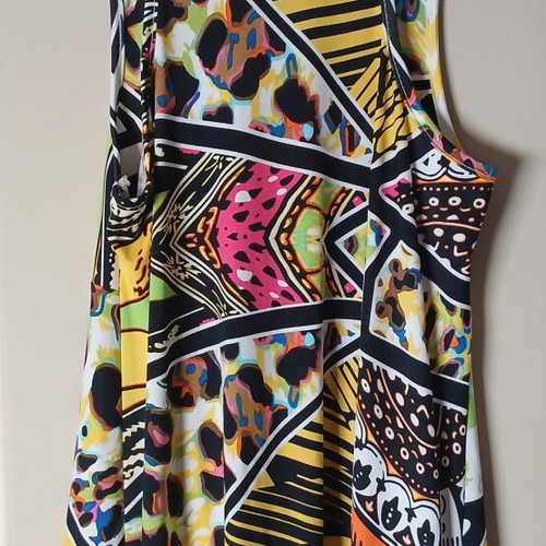 Colorful set with abstract and animal print, halter top and loose pants