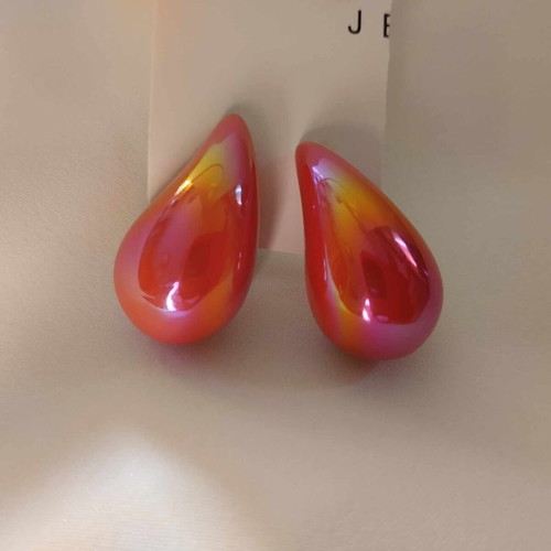 Teardrop earrings new iridescent orange-red-magenta-gold