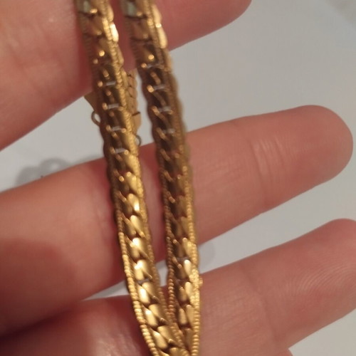 Herringbone Snake Chain Necklace gold plated stainless steel like new, 50 cm