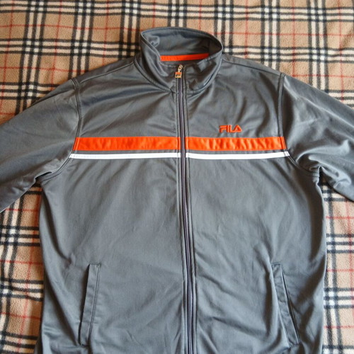 Fila men's track jacket like new, gray with orange details, XL