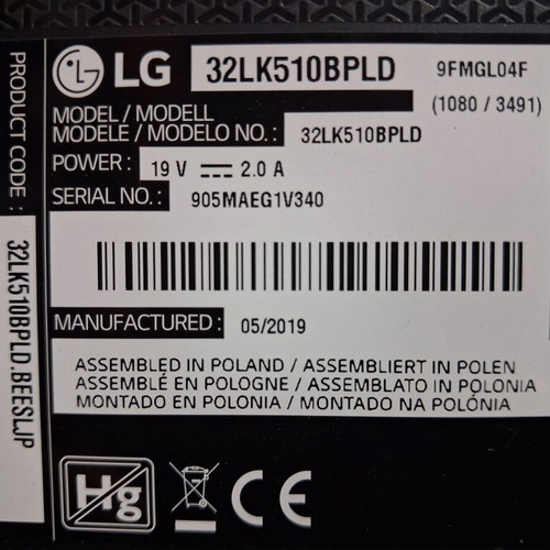 LG 32'' 32LK510BPLD TV used, HD Ready with HDMI and USB