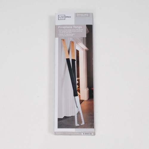 Fireplace tongs new with wooden handles and aluminum