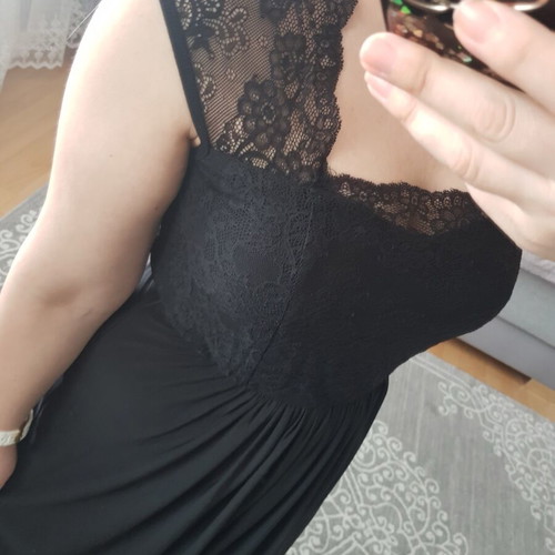 Long dress with lace new, size XS, black