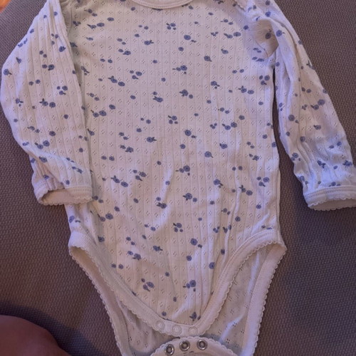 Nature Baby body suit used, 100% cotton, blue flowers