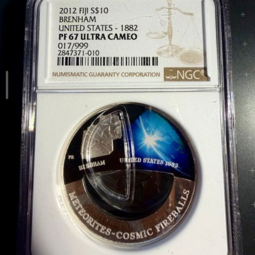 Fiji 10 Dollars 2012 Brenham Meteorite Silver Coin NGC PF67