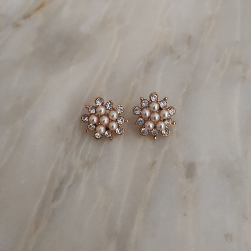 Bijou earrings with zircon stones like new, white and gold tone