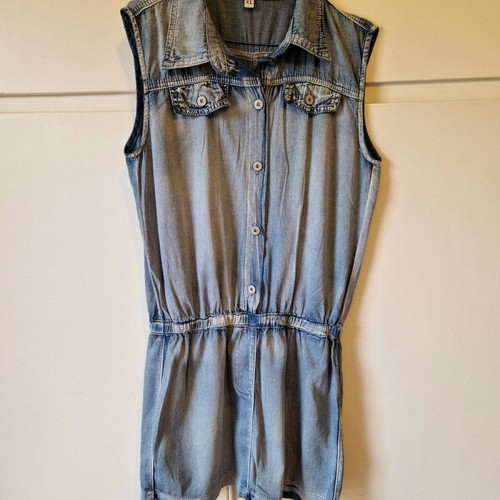 Blue denim sleeveless dress like new, size medium-large