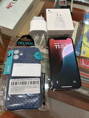 IPhone 12 Mini μεταχειρισμένο, 64GB, μαύρο, με φορτιστή και θήκη
