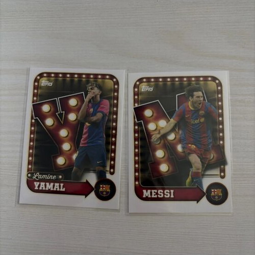 Barcelona Topps 2025/26 Lamine Yamal and Lionel Messi stickers