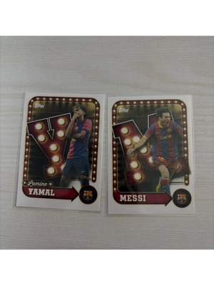 Barcelona Topps 2025/26 Lamine Yamal and Lionel Messi stickers