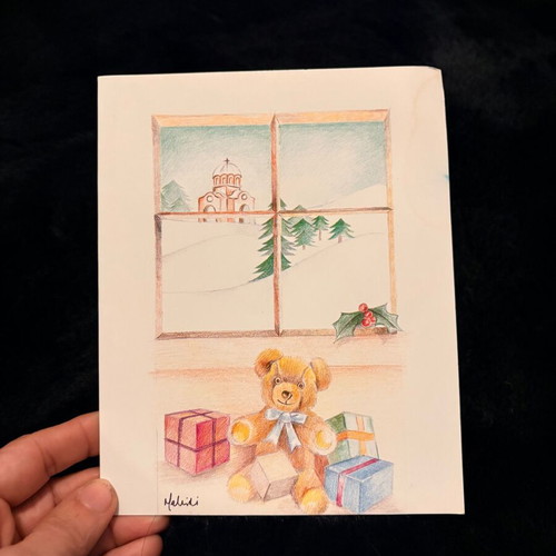 Christmas card Teddy Bear like new, design by Fiona Mallidi