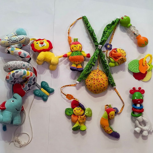 Fisher Price baby toy set used with rattles and hanging spiral