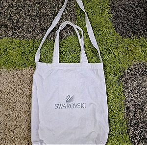 Swarovski large canvas tote bag with 11 crystals.  40×35