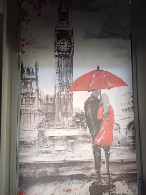 Window shading rolls like new, digital print 76cm and ecru 108cm