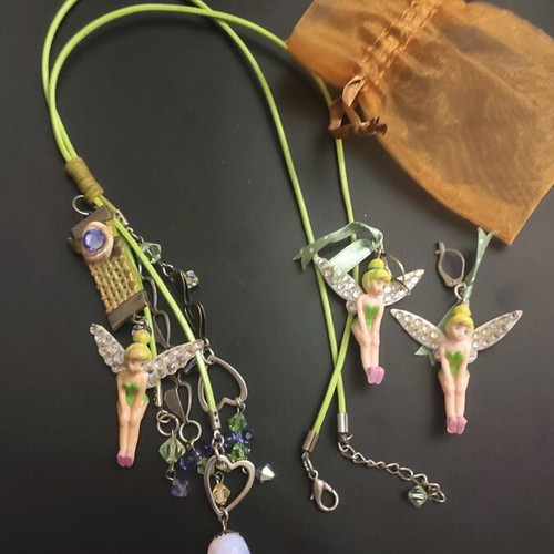 Tinkerbell necklace and earrings used, set