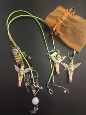Tinkerbell necklace and earrings used, set