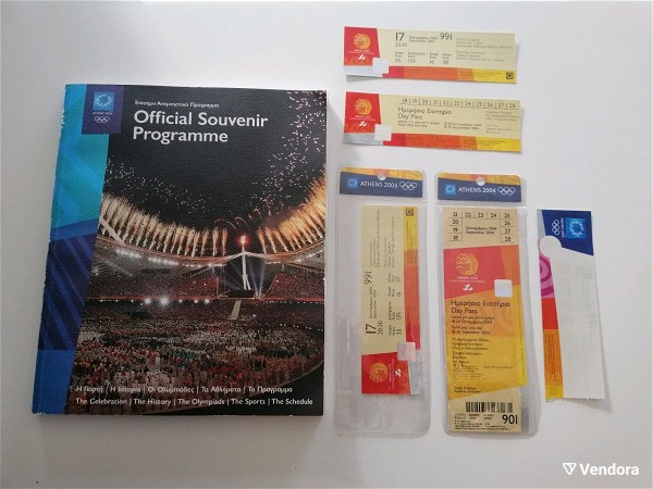  2004 olimpiaki agones souvenir program+5 isitiria paraolimpiaki agones 2004