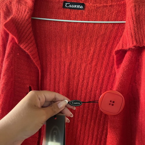 Red cardigan with large buttons new, sizes S/M by A-Style