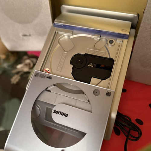 Philips CD player, silver, retro design