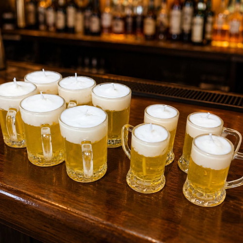 Handmade scented beer candle set with 4 small and 6 medium glasses
