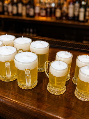 Handmade scented beer candle set with 4 small and 6 medium glasses