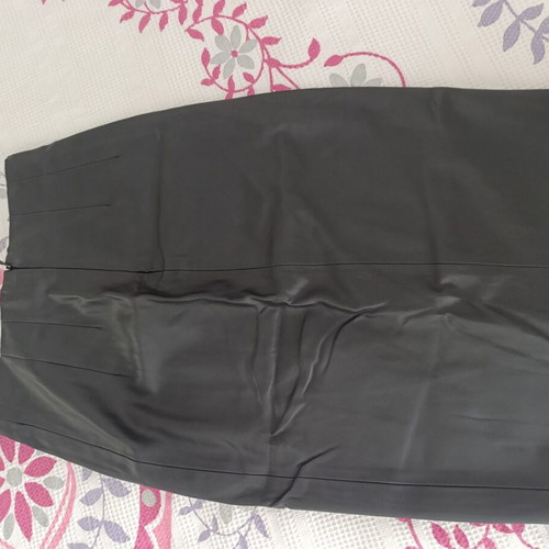Stradivarius Black Midi Leather-Look Skirt Size XS 34 Like New