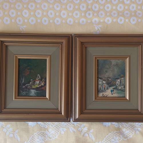 Paintings by Ioannis Darmis used, set of 2, 28x25 cm