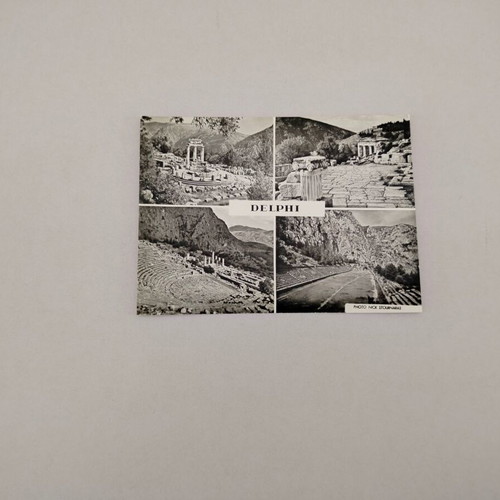 Black and white Delphi postcard by Nik. Stournaras used, 60s era