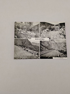 Black and white Delphi postcard by Nik. Stournaras used, 60s era