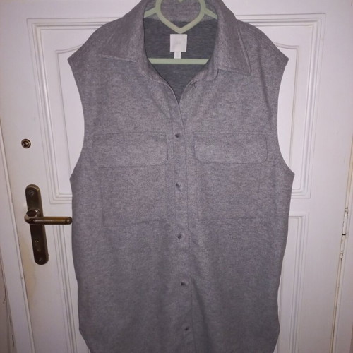H&M Sleeveless Overshirt Large Grey Melange New