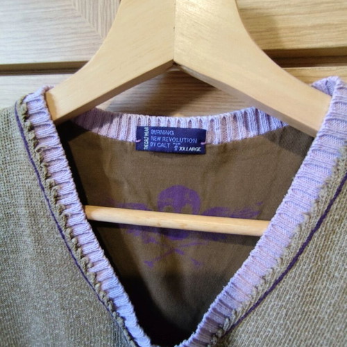 Sleeveless sweater used with print XXL in beige and brown