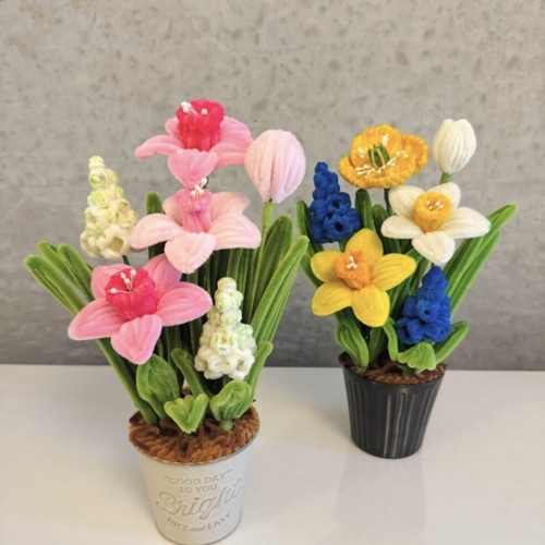 Delicate Floral Arrangement made to order with plush wire flowers
