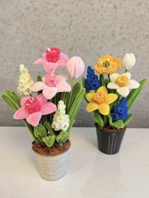 Delicate Floral Arrangement made to order with plush wire flowers
