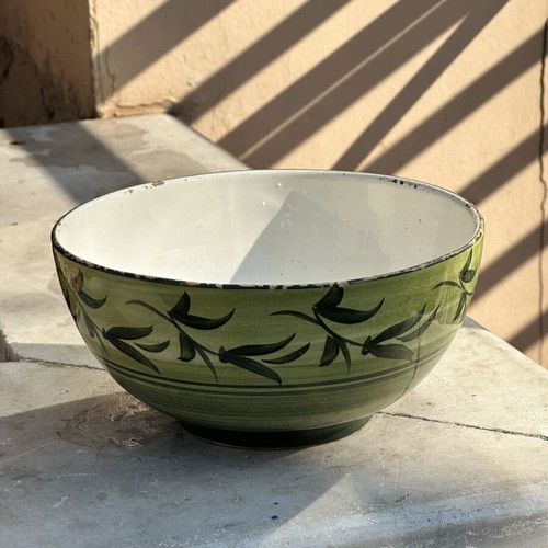 Handmade ceramic fruit bowl used with olive painting