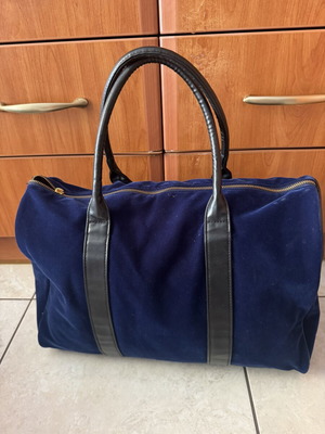 Duffle Bag used, large velvet travel bag in royal blue
