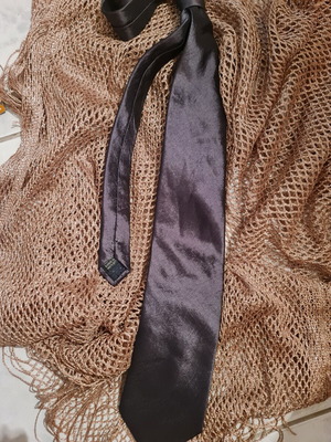 Handmade men's tie blended silk gray charcoal London-Milano like new