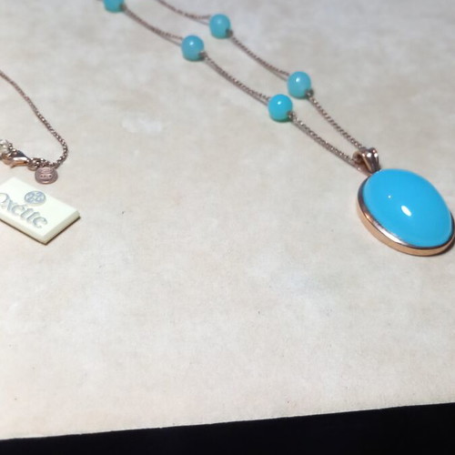 Oxette Long Silver Necklace 84cm with Amazonite Stones new