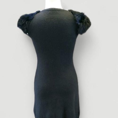 Winter wool knit dress with real fur size S like new