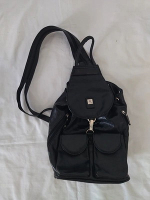 Black leather texture backpack like new