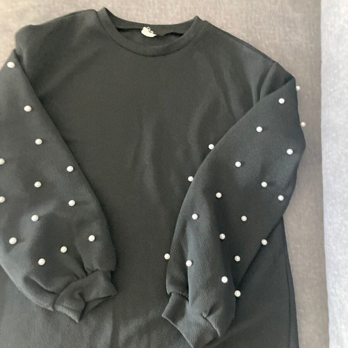 Sweatshirt dress black with pearls for girls like new