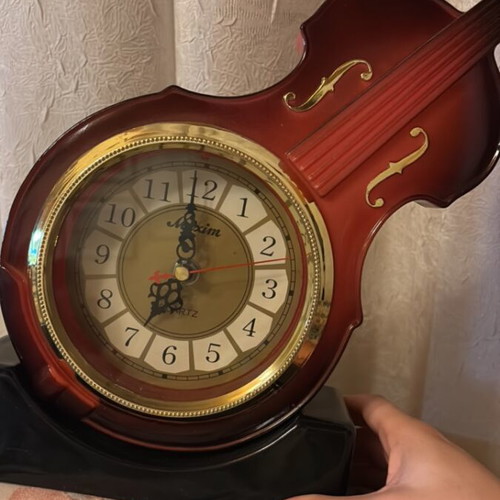 Vintage Violin-Shaped Table Clock used, decorative quartz