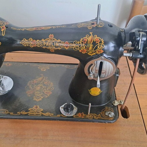 Pavlin and Singer Hand Sewing Machine used with cabinet