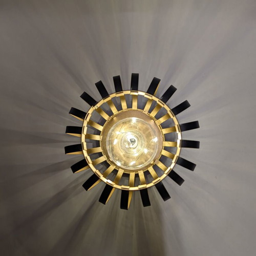 Table Lamp Battery Operated Metal Black with Gold 13.5x17cm new