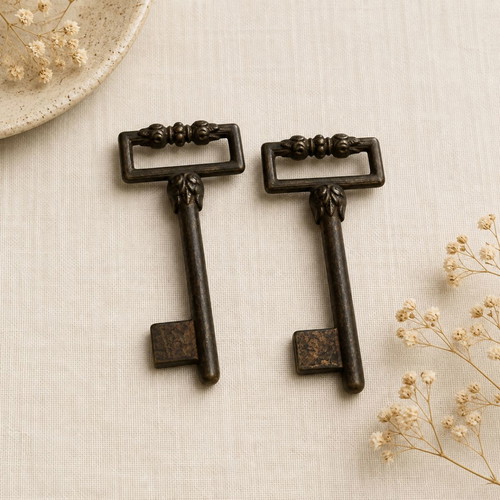 Vintage metal keys set of 6 used, Italy