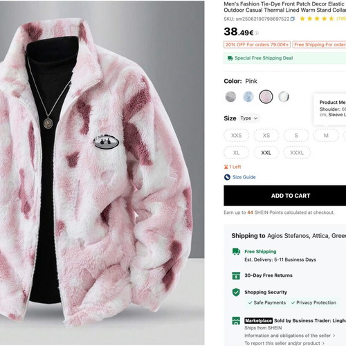 Men's Modern Coat Pink Size M New