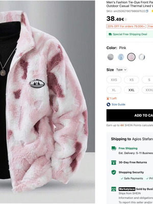 Men's Modern Coat Pink Size M New