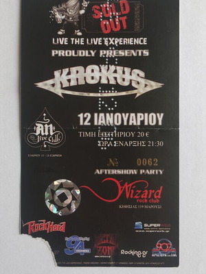 Krokus concert ticket like new, An Club 12-1-2007